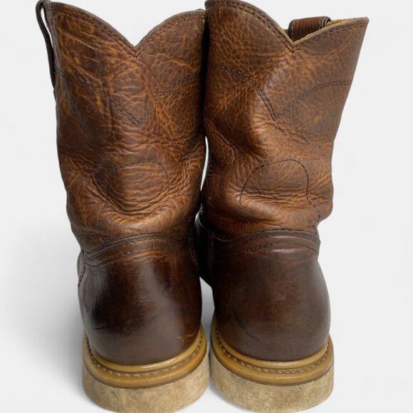 Justin Axe Wedge Men's 13 M Leather Western Work Brown Boots WK4908 Soft Toe - Picture 9 of 15